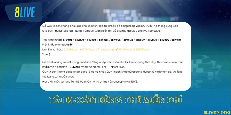 Tài khoản dùng thử miễn phí 